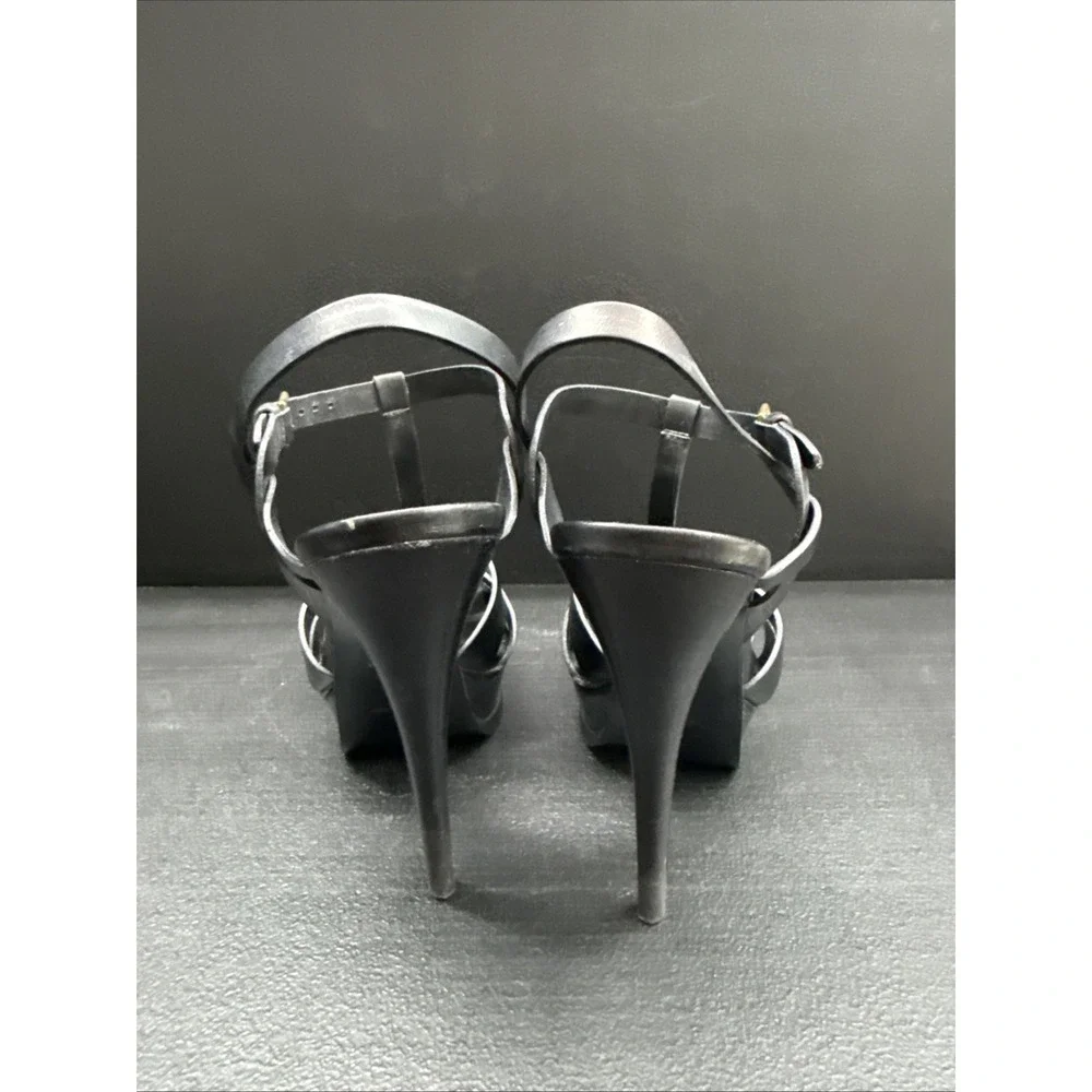 Yves Saint Laurent Tribute Black Leather Platform Sandals Size 39 / 9 (b1)